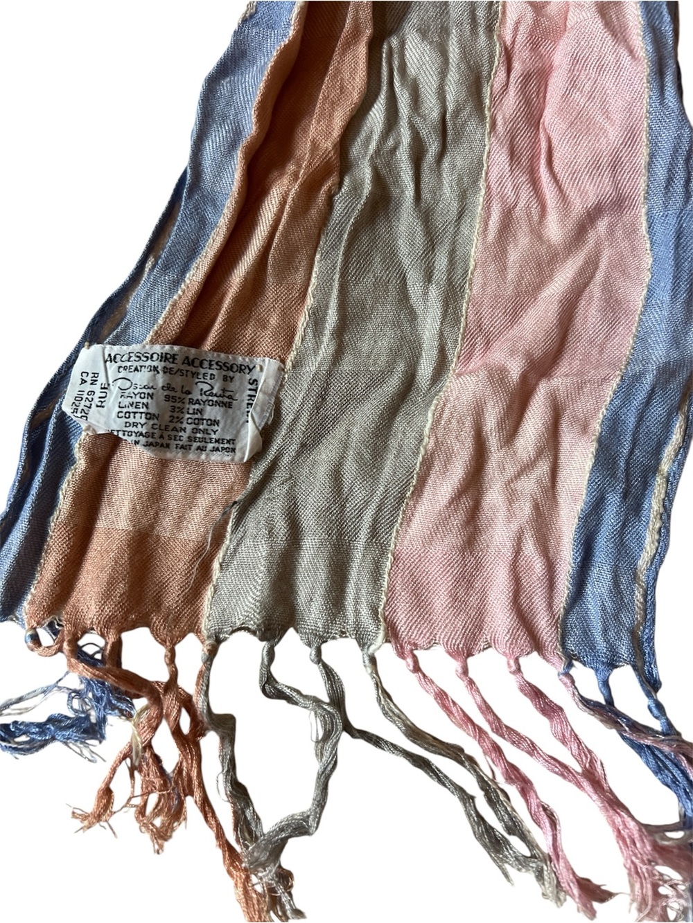 Vintage Oscar de la Renta Multicolor Striped Scarf